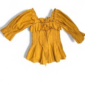 Indigo Rising Perfect Yellow Blouse with Tie Detail Size Small Like New